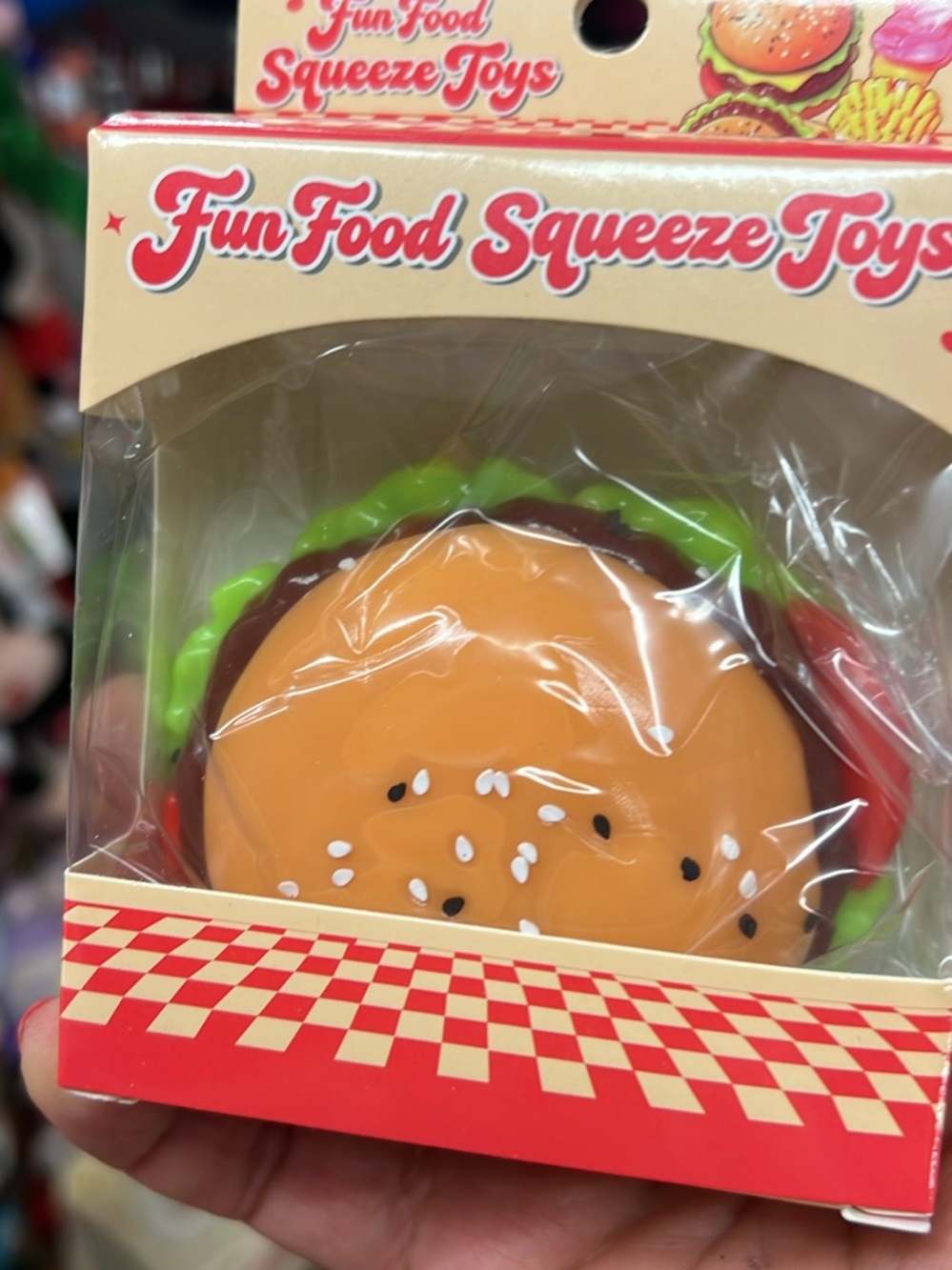 Fun Food Squeeze Toy - Green & Brown Burger Stress Toy set 4 pieces!